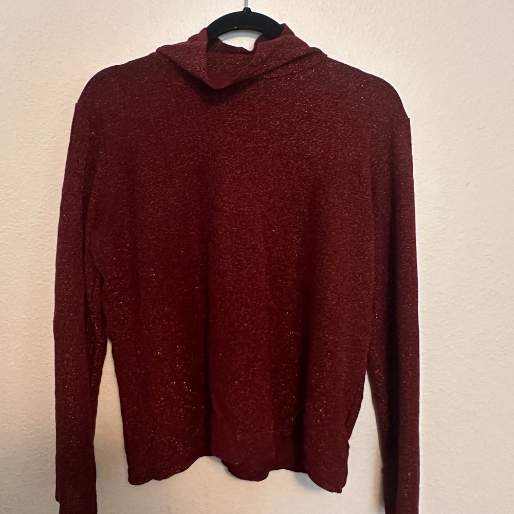 Express Red Blouse with Long Sleeves and Turtleneck Style